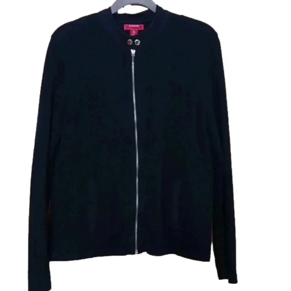 Chaps Women's Black cardigan Moto sweater XL